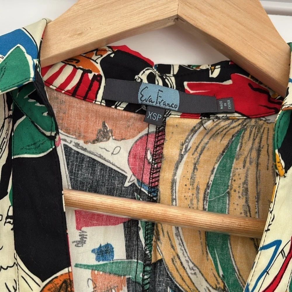 Anthro Eva Franco Alejandra Faux Wrap Mini Dress in Black Motif (Price Firm) - Picture 6 of 9